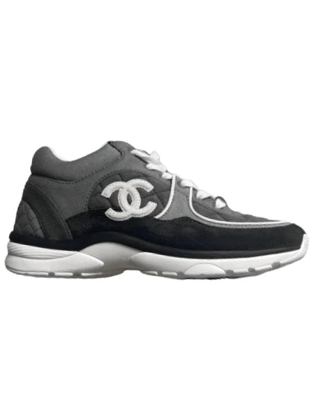 Chanel Runners CC Logo Fabric Suede Low-Top Sneakers Dark Grey